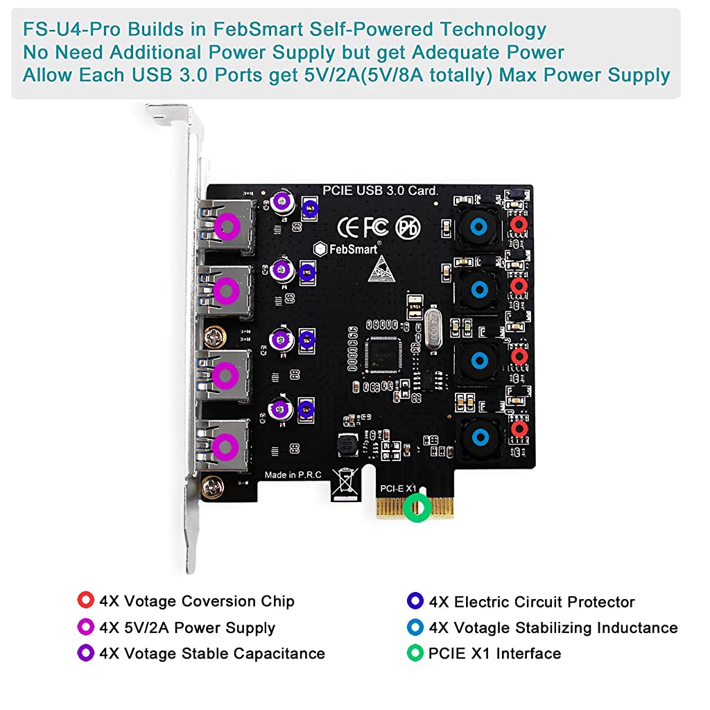 Verilux 4 Ports USB 3.0 HUB Super Fast 5Gbps PCI Express (PCIe) Expansion Card for Motherboard Windows Server, XP, 7, Vista, 8, 8.1, 10 PCs-Build in Self-Powered Technology-No Need Additional Power Supply Verilux 4 Ports USB 3.0 HUB Super Fast 5Gbps PCI Express (PCIe) Expansion Card for Motherboard Windows Server, XP, 7, Vista, 8, 8.1, 10 PCs-Build in Self-Powered Technology-No Need Additional Power Supply